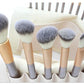 White & Champagne Makeup Brushes Set