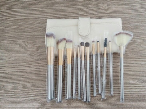 White & Champagne Makeup Brushes Set