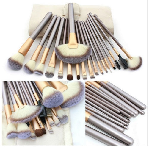 White & Champagne Makeup Brushes Set