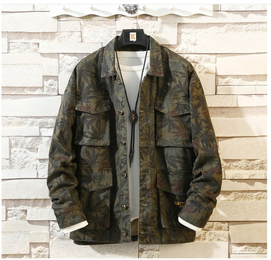 New Mens Camouflage Denim Jacket Coat
