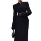 Temperament Shoulder-padded Waist-cinching Long Wool Coat For Women
