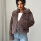 Elegant Elegant Style All-match Fluff Long-sleeved Overcoat Coat For Women