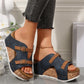 Ins Buckle Wedges Sandals Summer Fish Mouth Thick High Heel Slides Slippers Outdoor Fashion Beach Roman Shoes For Women